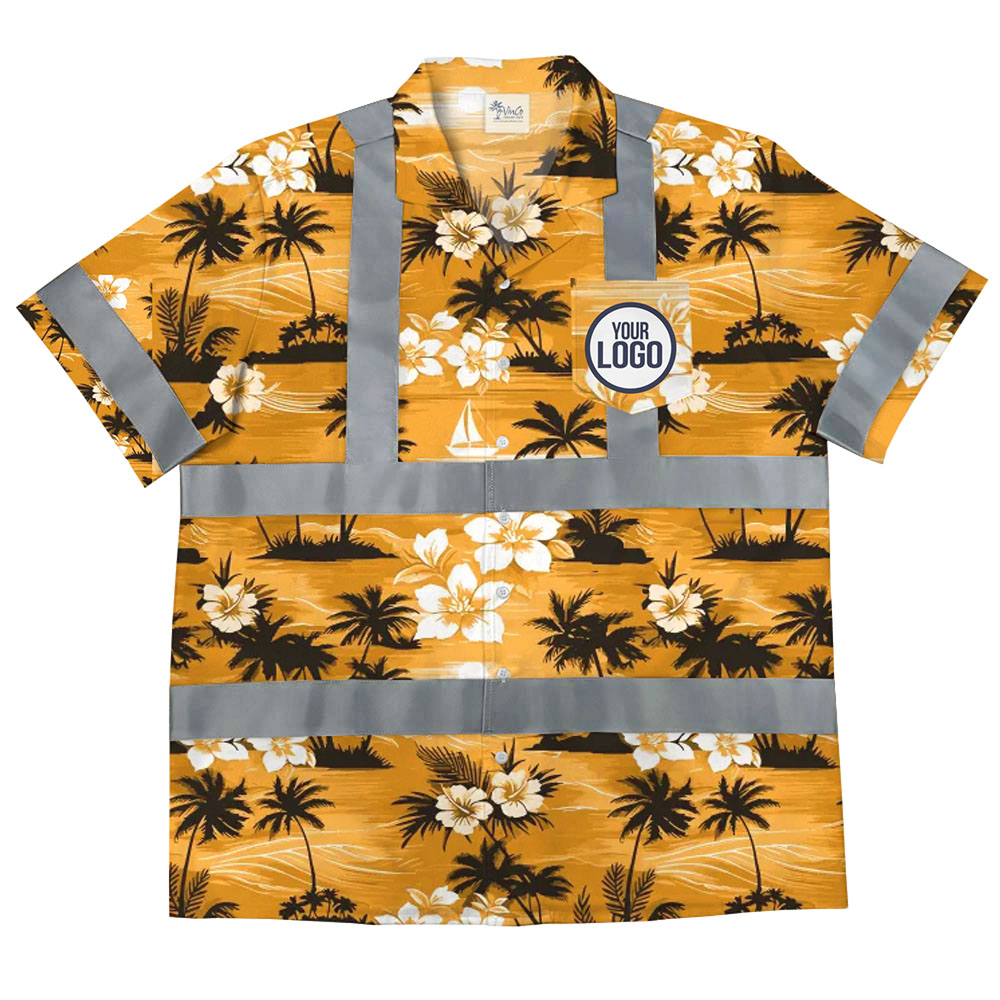 Aloha Sunset Hi Vis Hawaiian Shirt With Custom Logo - variant image 1