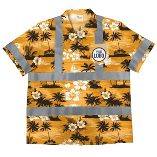 Aloha Sunset Hi Vis Hawaiian Shirt With Custom Logo