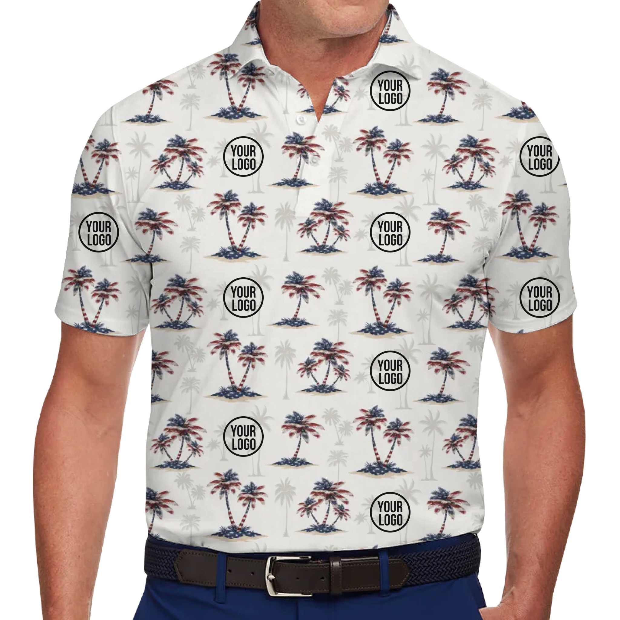 Unique Patriotic Palms Tree Polo Shirt Custom Logo - variant image 1