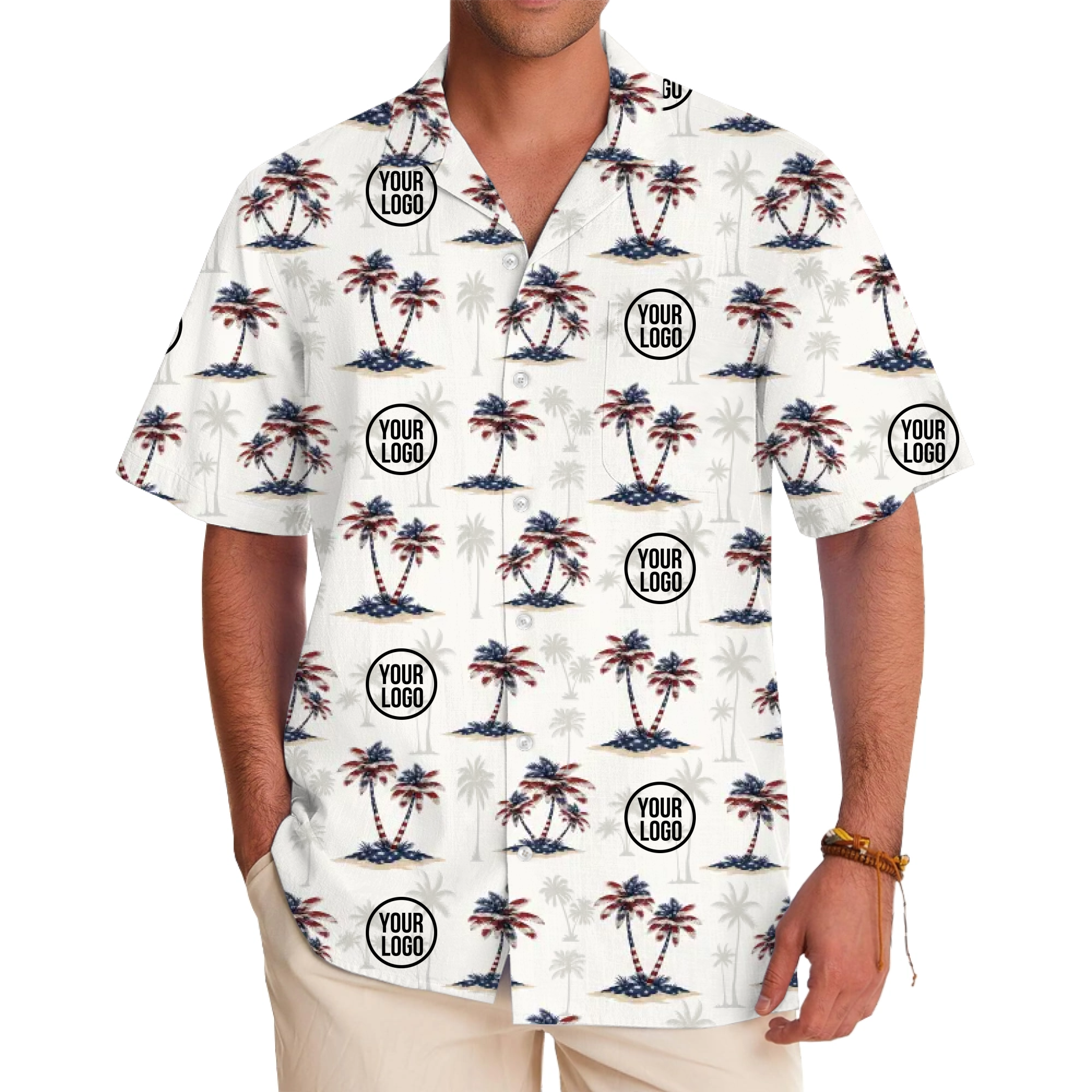 Unique Patriotic Palms Tree Hawaiian Shirt Custom Logo - variant image 1