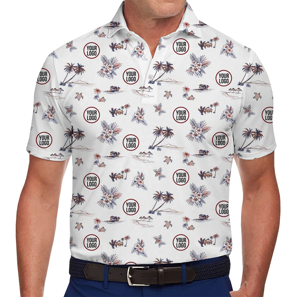 Tropical Dreamscape White Polo Shirt Custom Logo - variant image 1