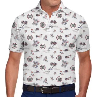 Tropical Dreamscape White Polo Shirt Custom Logo