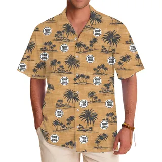 Sandy Shores Palm Tree Hawaiian Shirt Custom Logo