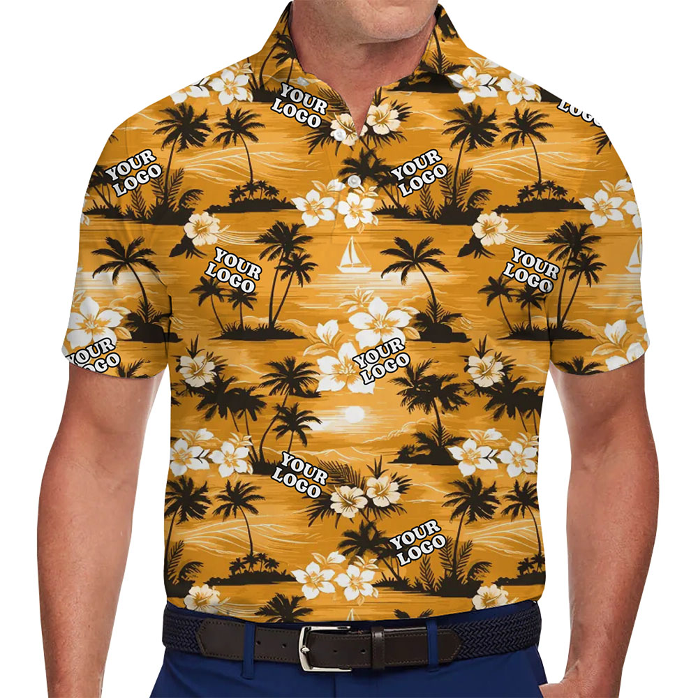 Island Silhouette Custom Logo Collared Polo Shirt - variant image 1