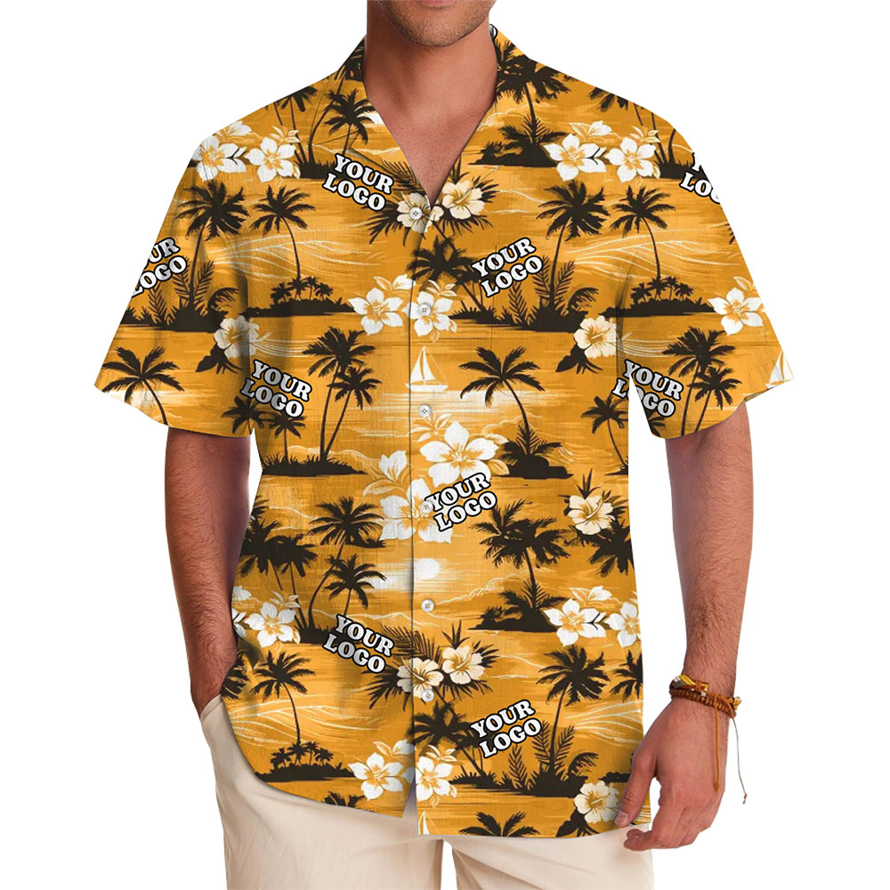 Golden Sunset Custom Logo Hawaiian Shirt With Preview - variant image 1