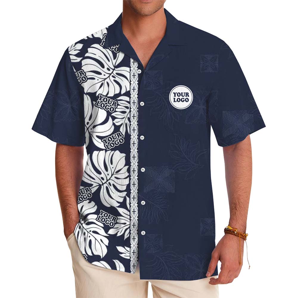 Custom Logo Side Band Hibiscus Hawaiian Shirt - variant image 1