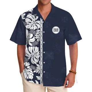 Custom Logo Side Band Hibiscus Hawaiian Shirt