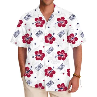 Patriotic Hibiscus Custom Logo Hawaiian Shirt Live Preview