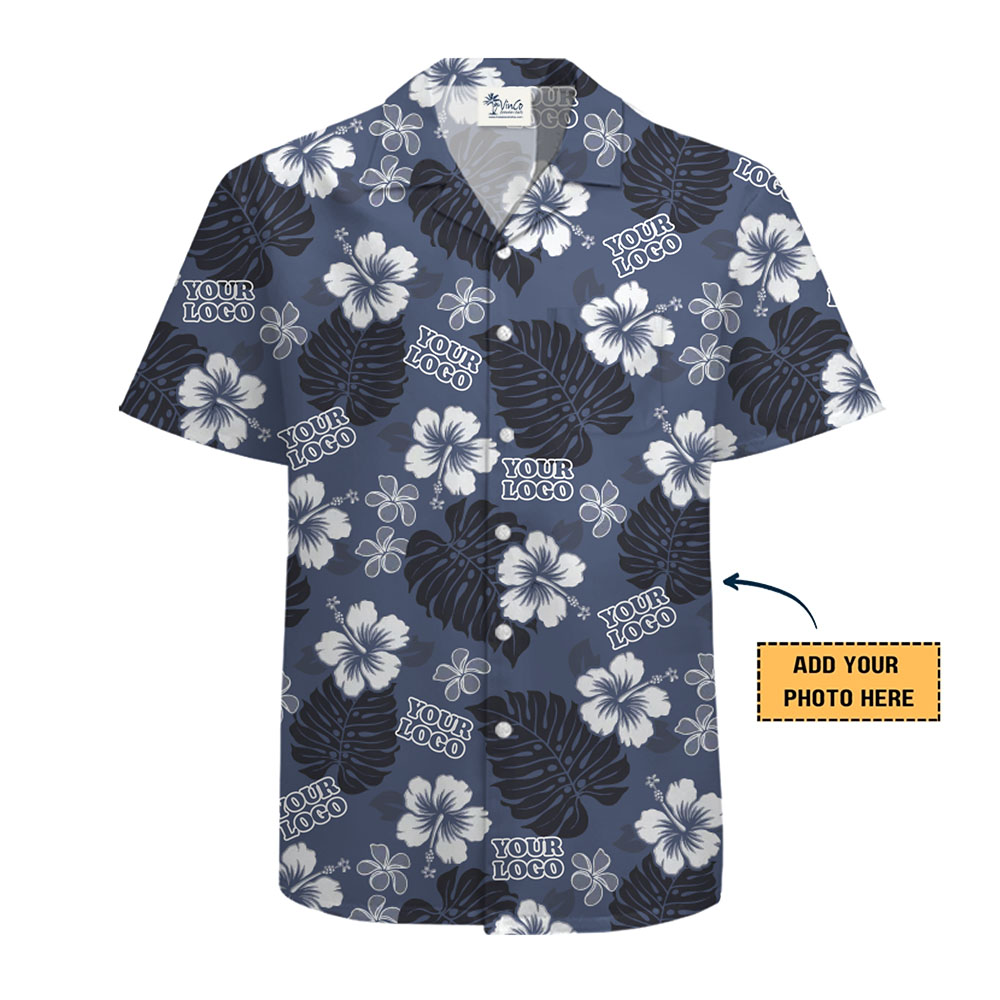 Custom Tropical Floral Pattern Hawaiian Shirt with Logo
