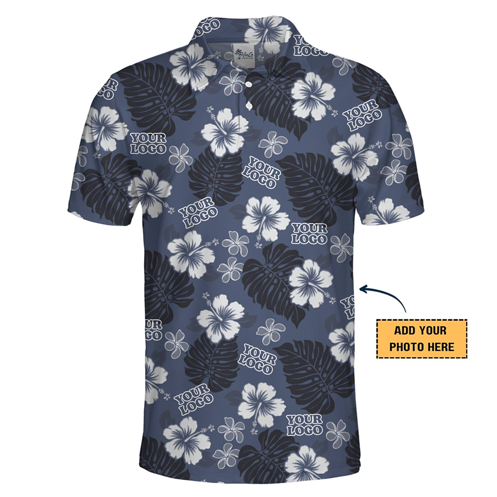 Custom Floral Polo Shirt with Elegant Logo Design