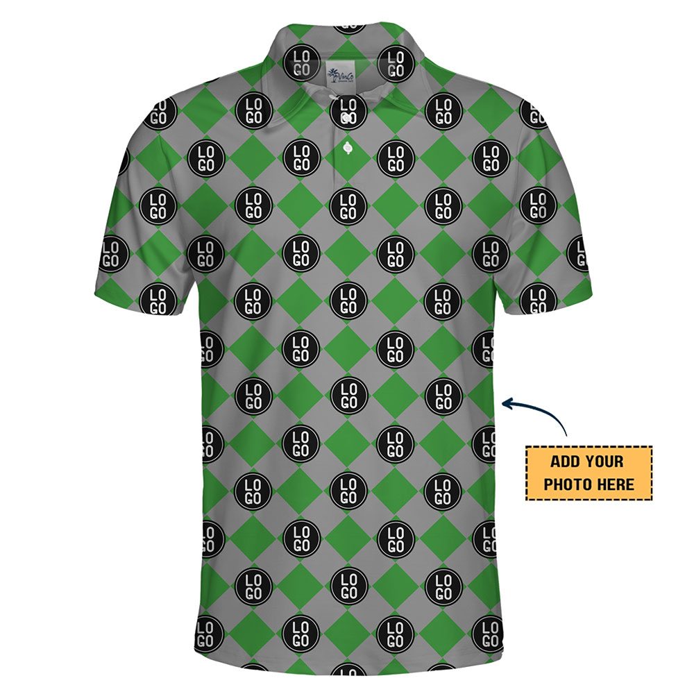 Custom Green and Gray Polo Shirt Perfect for Branding and Uniforms