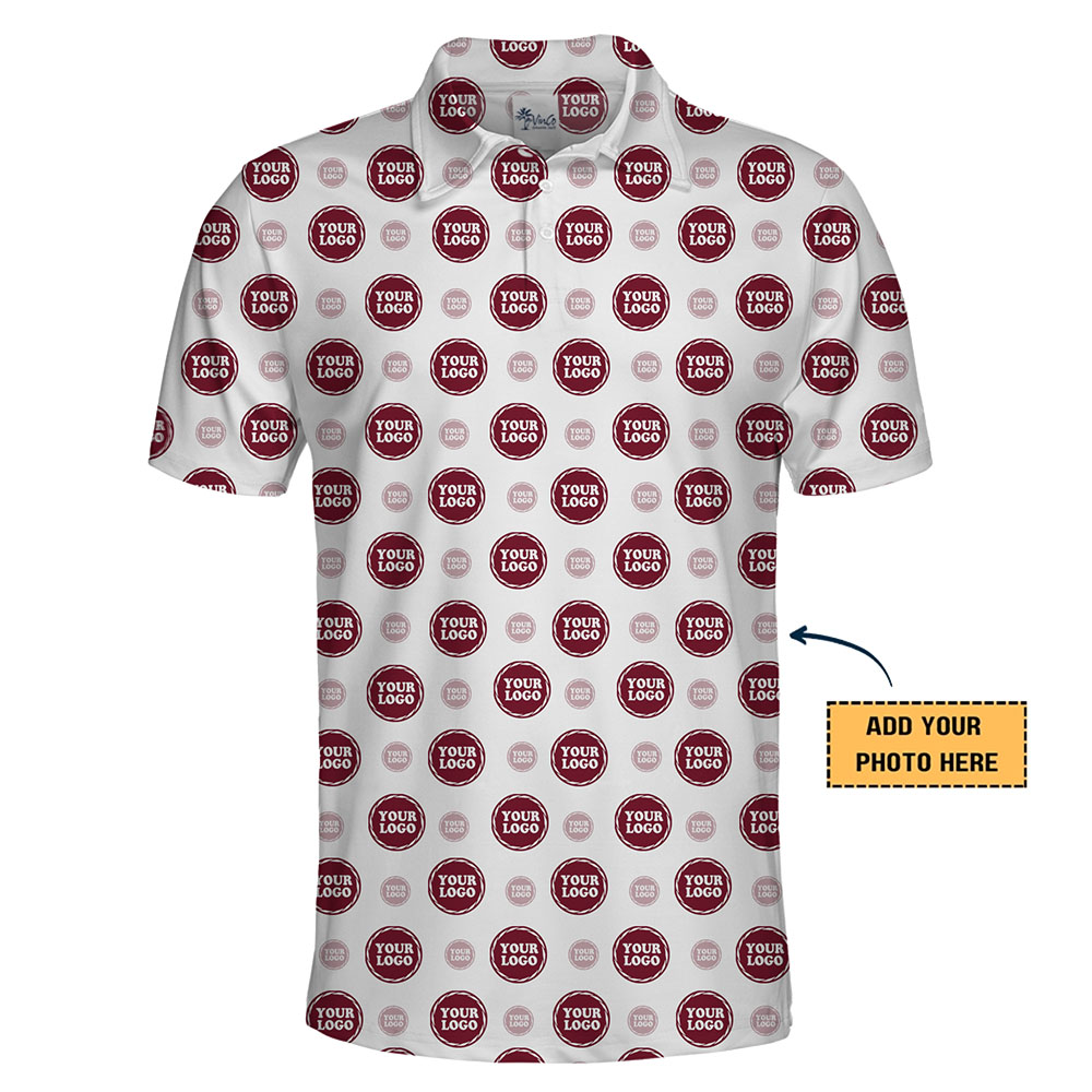 Personalized Polo Shirt with Repetitive Logo Pattern