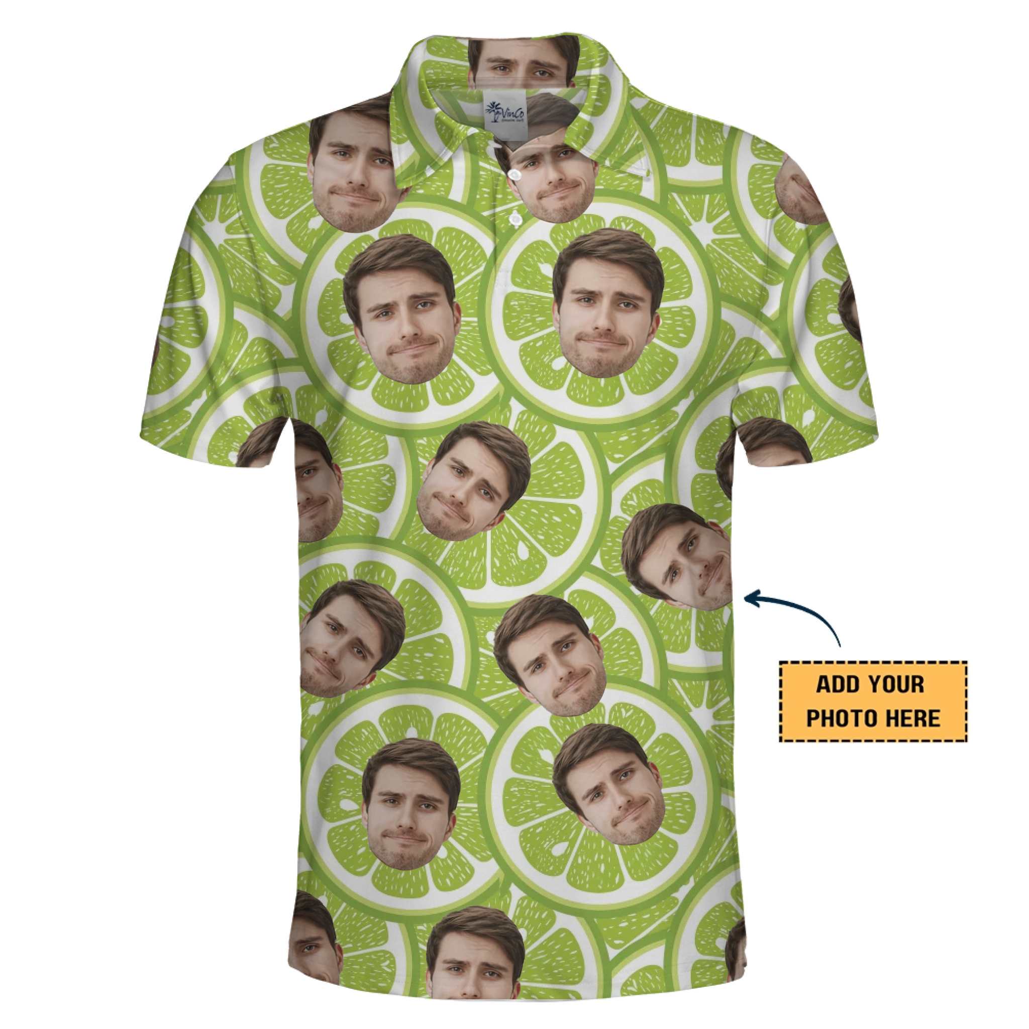 Personalized Face On Lemon Golf Shirt With Instant Preview