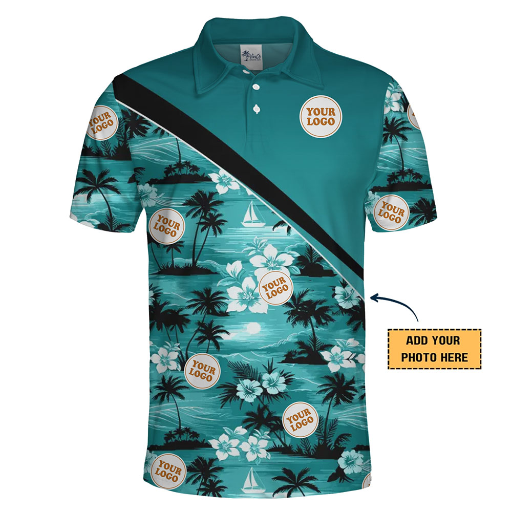 Custom Tropical Polo Shirt with Logo Placement