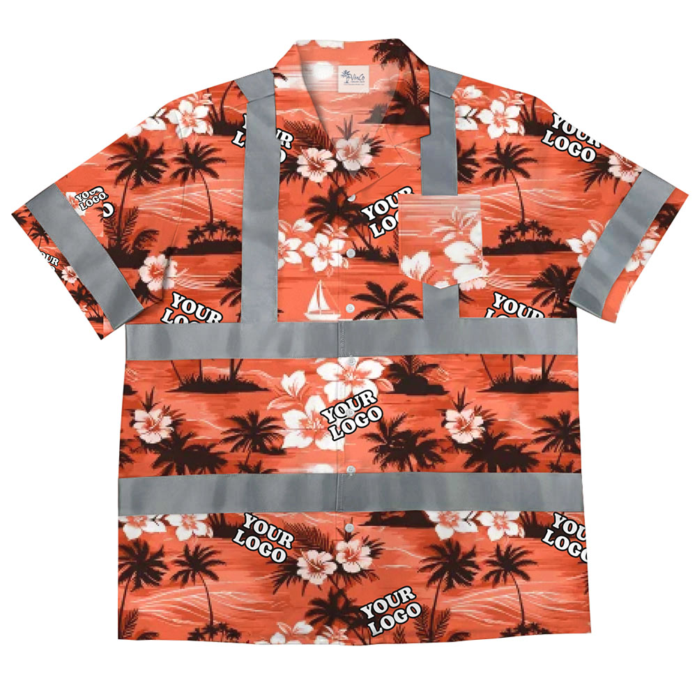 Aloha Sunset Hi Vis Hawaiian Shirt With Custom Logo