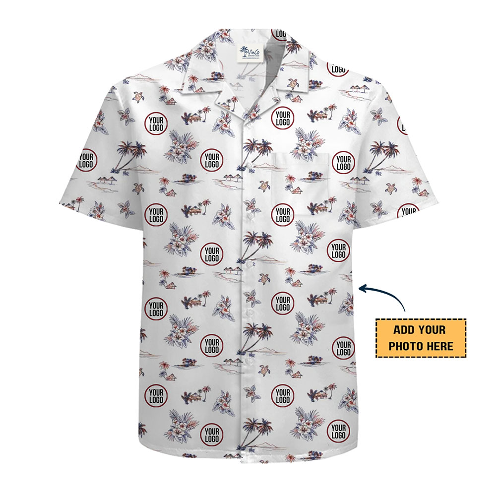 Tropical Dreamscape White Hawaiian Shirt Custom Logo