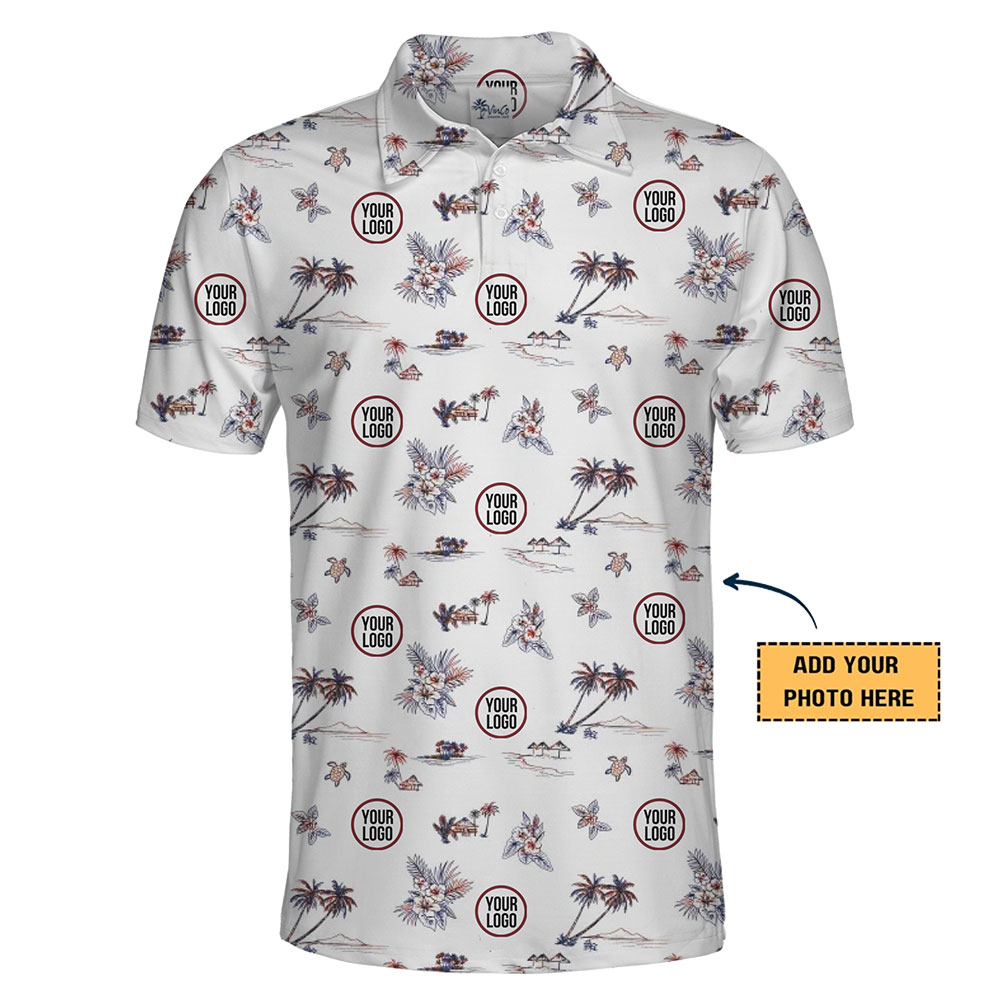 Tropical Dreamscape White Polo Shirt Custom Logo