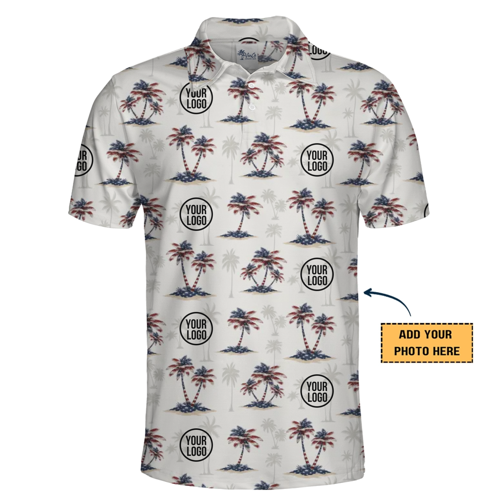 Unique Patriotic Palms Tree Polo Shirt Custom Logo