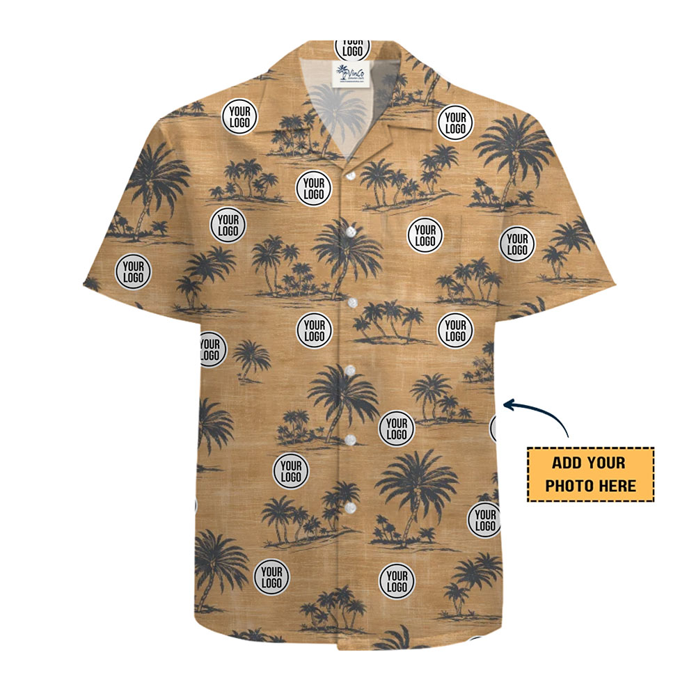 Sandy Shores Palm Tree Hawaiian Shirt Custom Logo