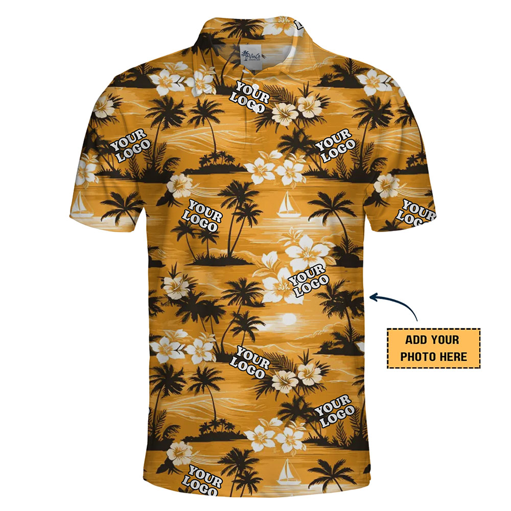 Island Silhouette Custom Logo Collared Polo Shirt