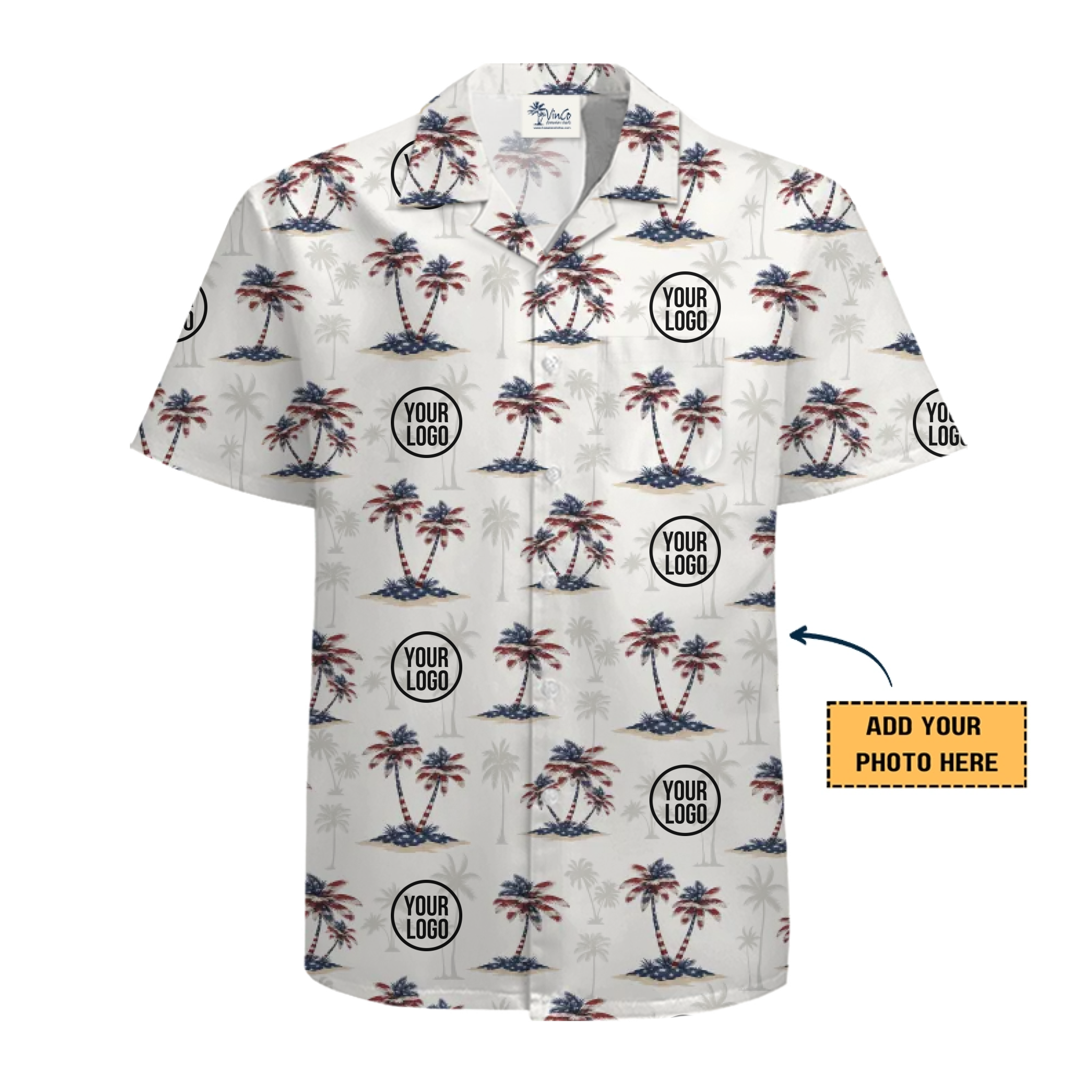 Unique Patriotic Palms Tree Hawaiian Shirt Custom Logo