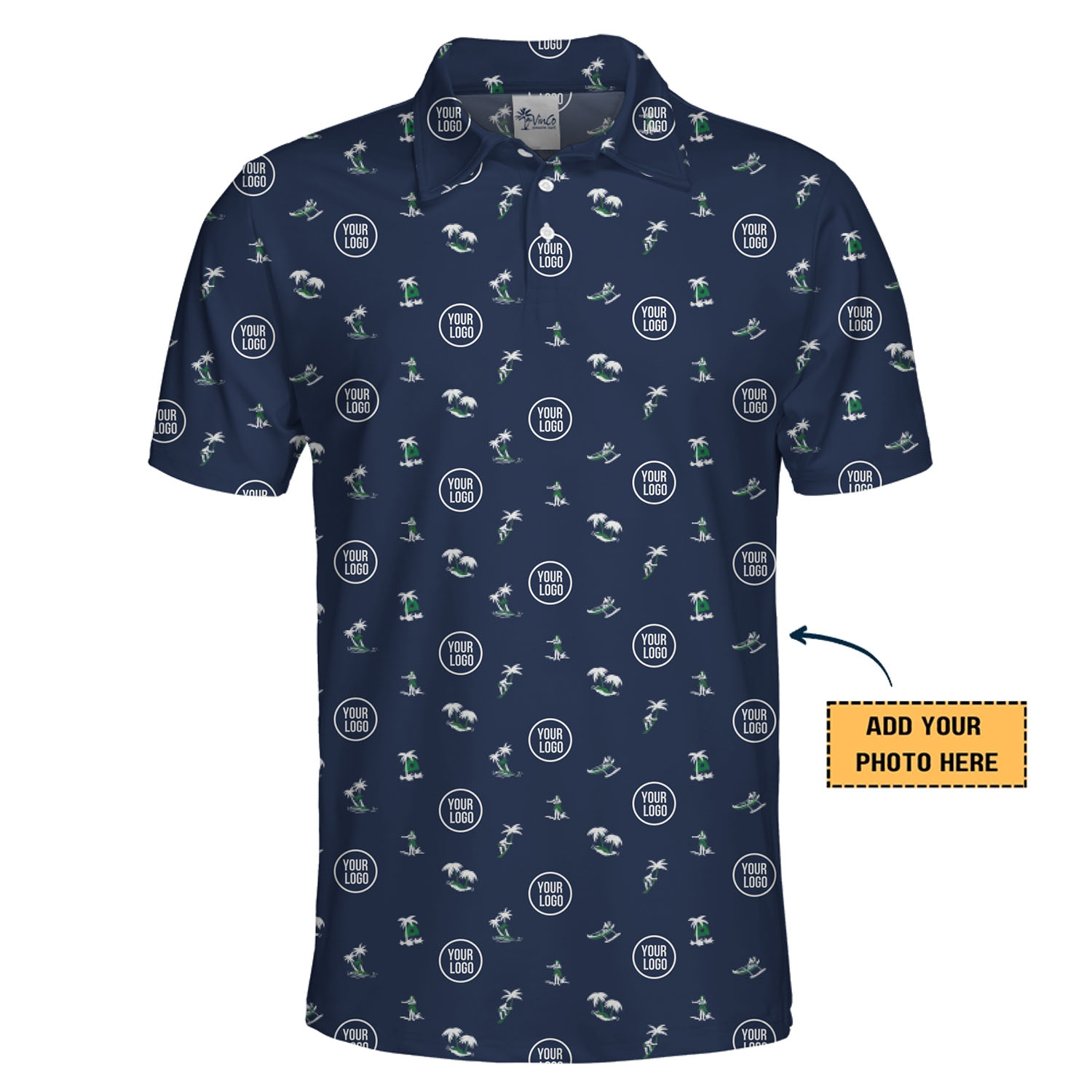 Personalized Small Logo With Palm Tree Polo Shirt
