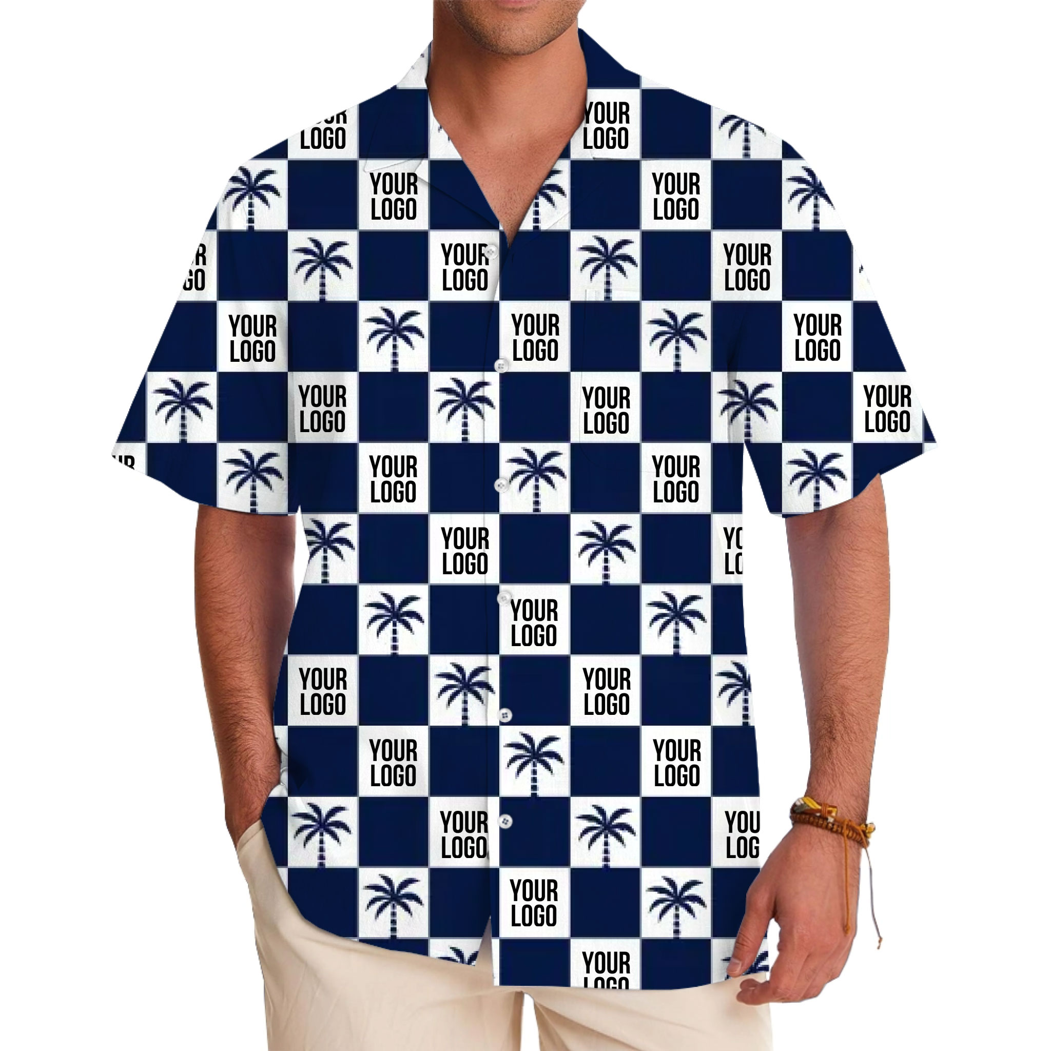 Stylish Palm Tree Aloha Shirt Custom Logo - variant image 1