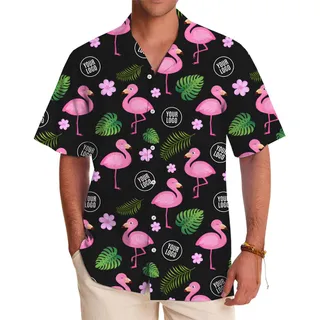 Flamingo Tropical Aloha Shirt With Custom Logo