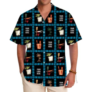 Tropical Custom Shirt with Palm Trees and Cocktails Your Logo Here