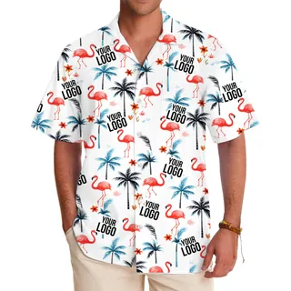 [Live Preview] Custom Logo Flamingo Tropical Hawaiian Shirt