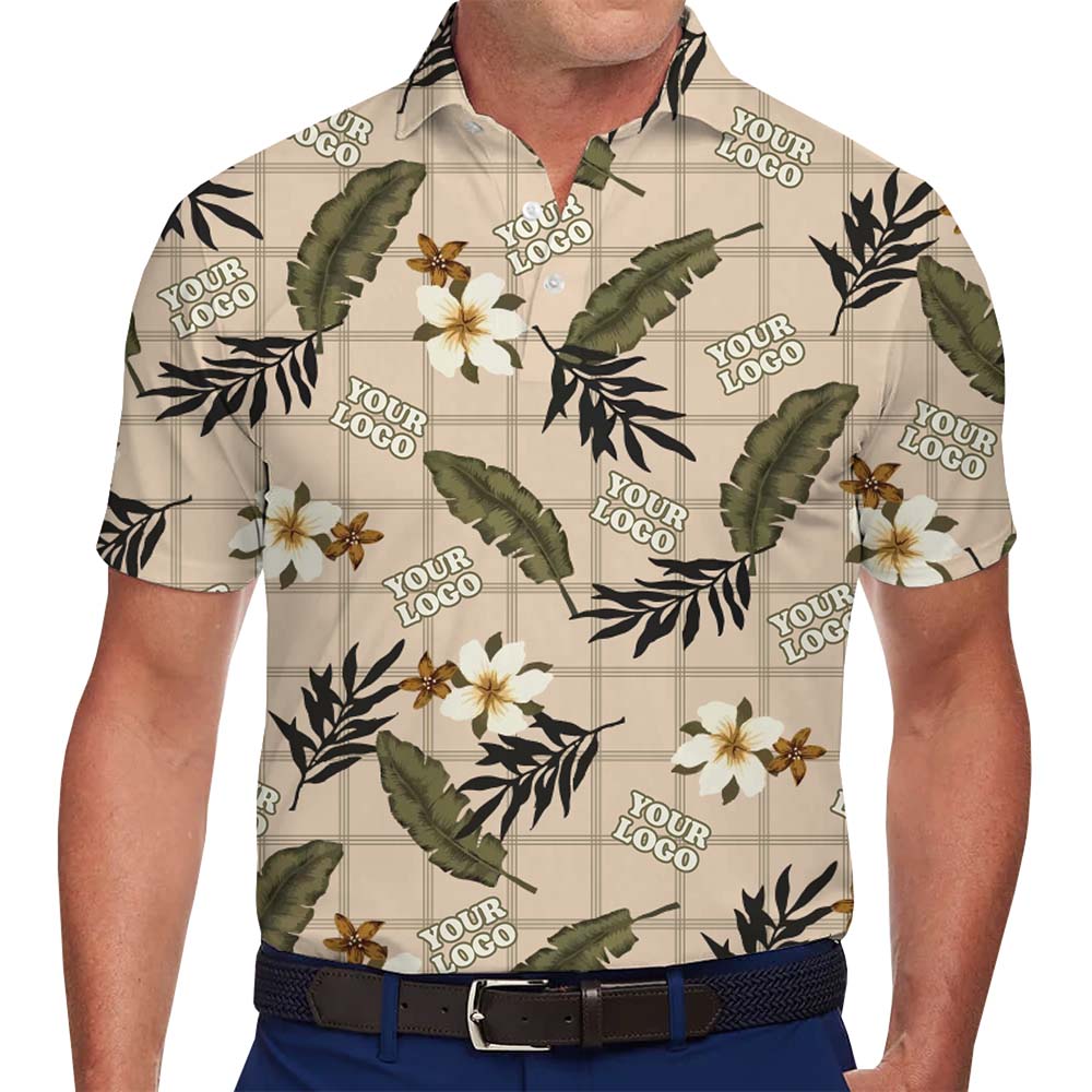 Tropical Floral Golf Polo Shirt With Your Logo Printed - variant image 1