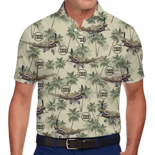[Live Preview] Custom Logo Aviation Theme Polo Shirt