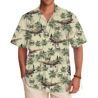 [Live Preview] Custom Logo Vintage Warplane Hawaiian Shirt