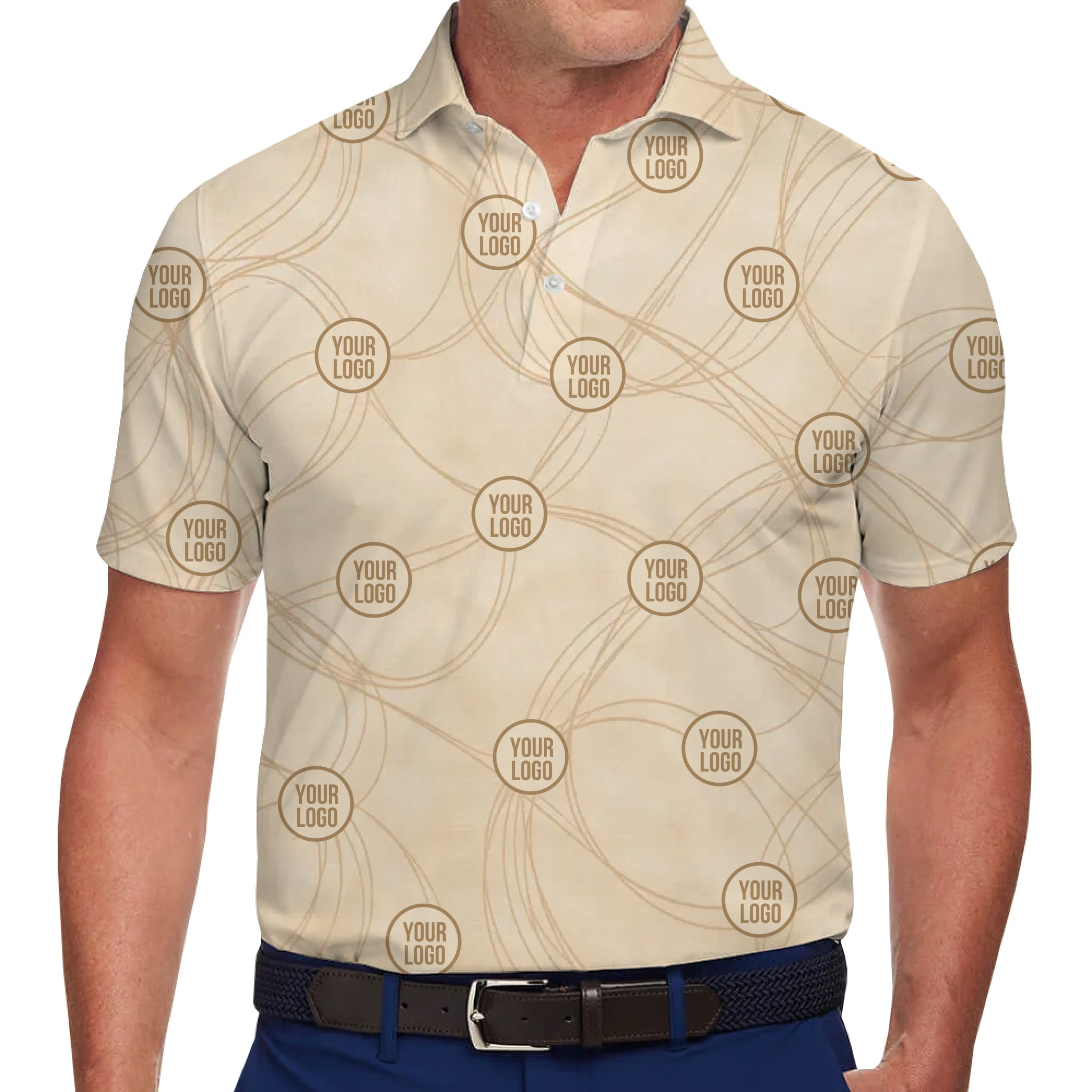 [Live Preview] Custom Logo Neutral Pattern Polo Shirt - variant image 1