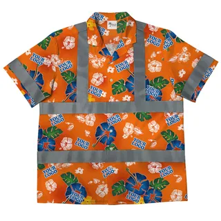 Custom Logo Construction Hawaiian Shirt With Reflective Stripe
