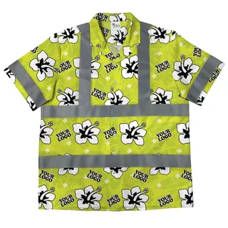 Hi vis Hawaiian Friday Shirt With Logo And Reflective Stripe
