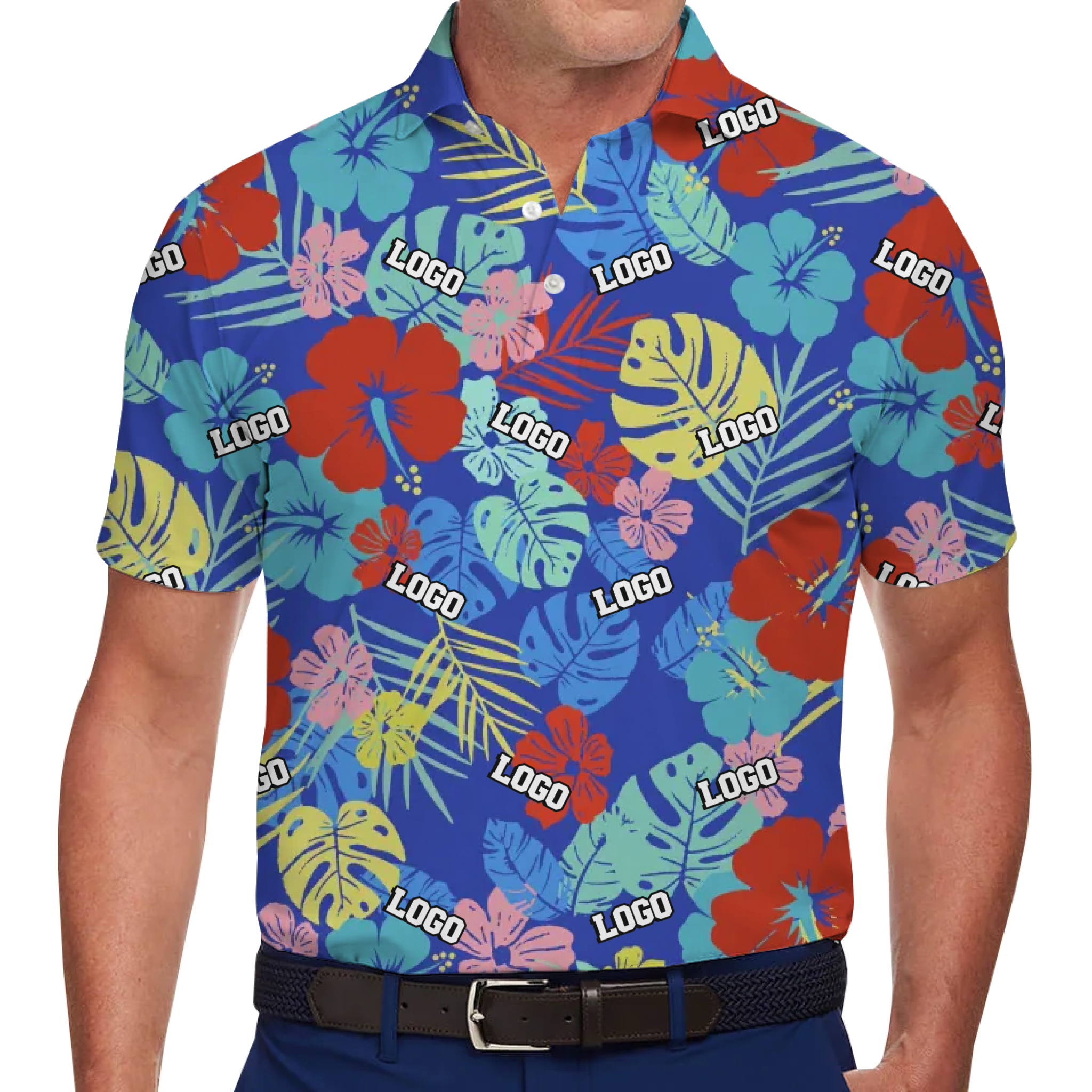 [Live Preview] Custom Logo Tropical Floral Polo Shirt - variant image 1