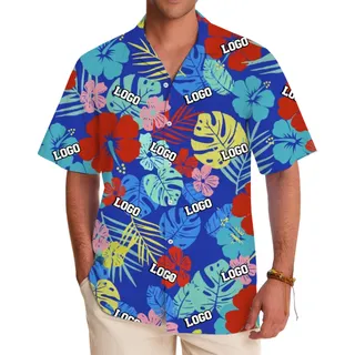 [Live Preview] Custom Logo Tropical Flower Hawaiian Shirt