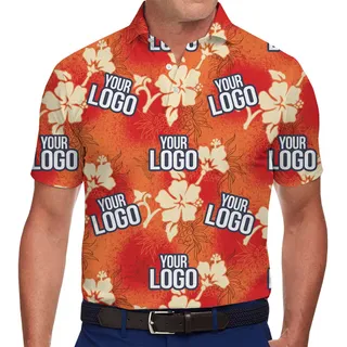 Custom Orange Hibiscus Aloha Polo Shirt With Live Preview