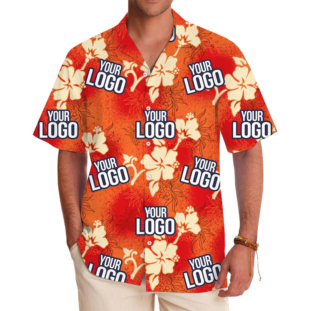 Custom Orange Hibiscus Aloha Shirt With Instant Preview - variant image 1