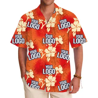 Custom Orange Hibiscus Aloha Shirt With Instant Preview