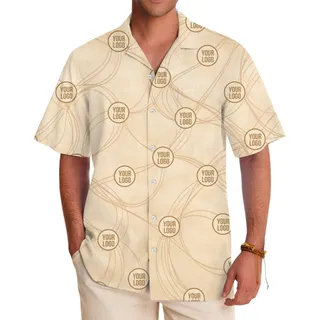 [Live Preview] Custom Logo Minimalist Beige Hawaiian Shirt