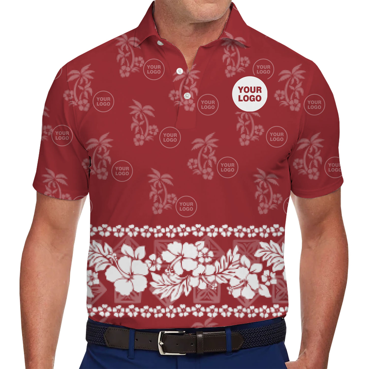 Custom Tropical Hibiscus Polo with Company Logo - variant image 1