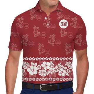 Custom Tropical Hibiscus Polo with Company Logo