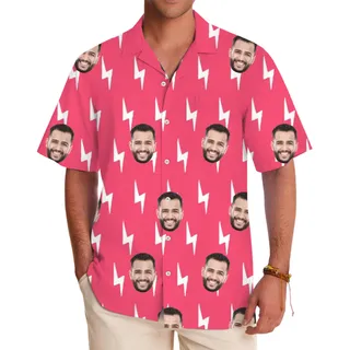 [Live Preview] Custom Face Lightning Bolt Hawaiian Shirt