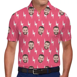 [Live Preview] Personalized Face Lightning Pattern Polo Shirt