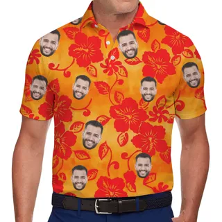 [Live Preview] Personalized Face Hibiscus Polo Shirt
