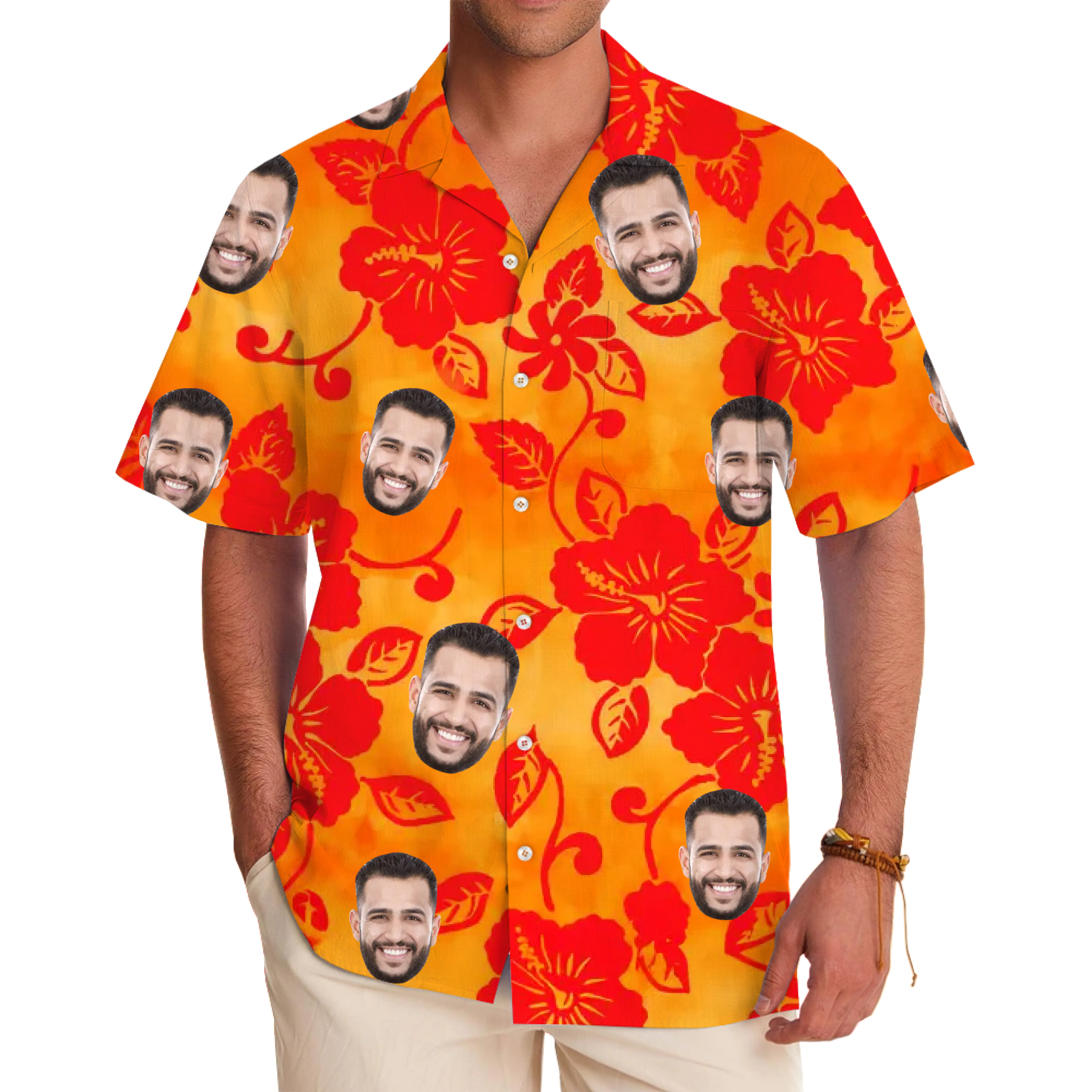[Live Preview] Custom Face Tropical Hibiscus Hawaiian Shirt - variant image 1