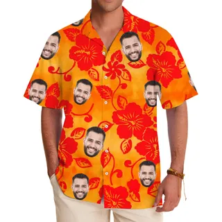 [Live Preview] Custom Face Tropical Hibiscus Hawaiian Shirt