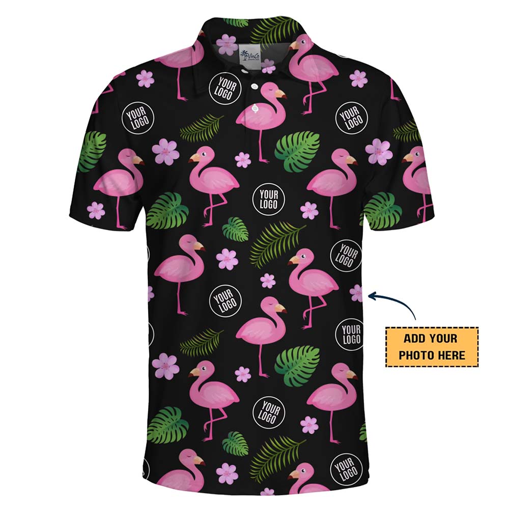 Flamingo Custom Branding Golf Polo Shirt With Preview